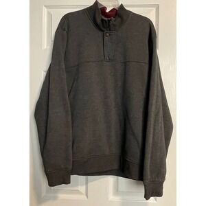 Orvis Mens XXL Charcoal Gray Quarter Zip Fleece Pullover Sweater Mock Neck